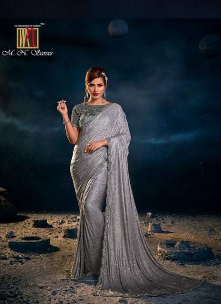 Grey Colour Swarovski Vol 4 By Mn Digital Net Designer Party Wear Saree Wholesale Online 6302