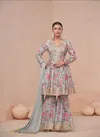Grey Colour Vanshika By Gulkayra Chinon Printed Sharara Readymade Suits Wholesalers In Delhi 7472 A