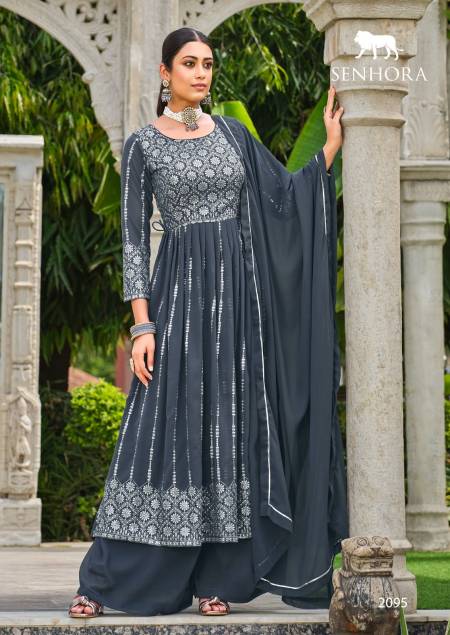 Grey Colour Vedika By Senhora Sharara Wedding Salwar Suit Catalog 2095