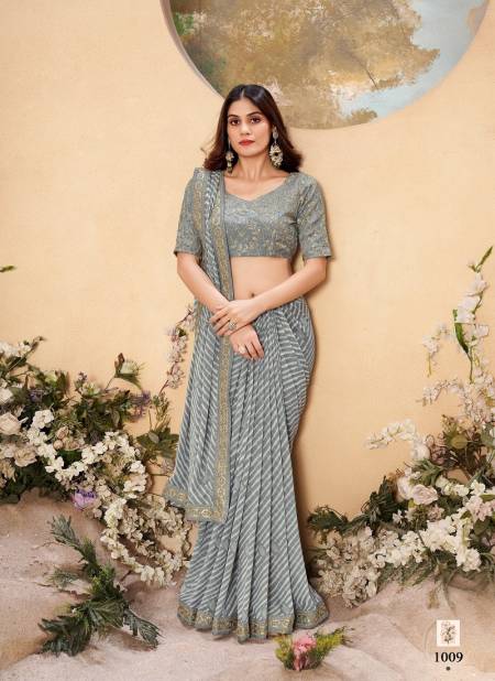 Grey Colour Veena By Stavan Heavy Weighless Embroidery Saree Suppliers In India 1009