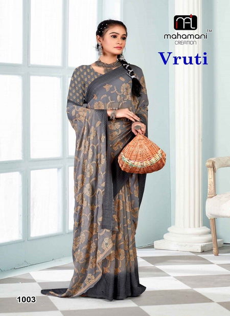 Vruti 1001 To 1006 By Mahamani Creation Foil Print Saree Wholesale Shop In Surat Catalog