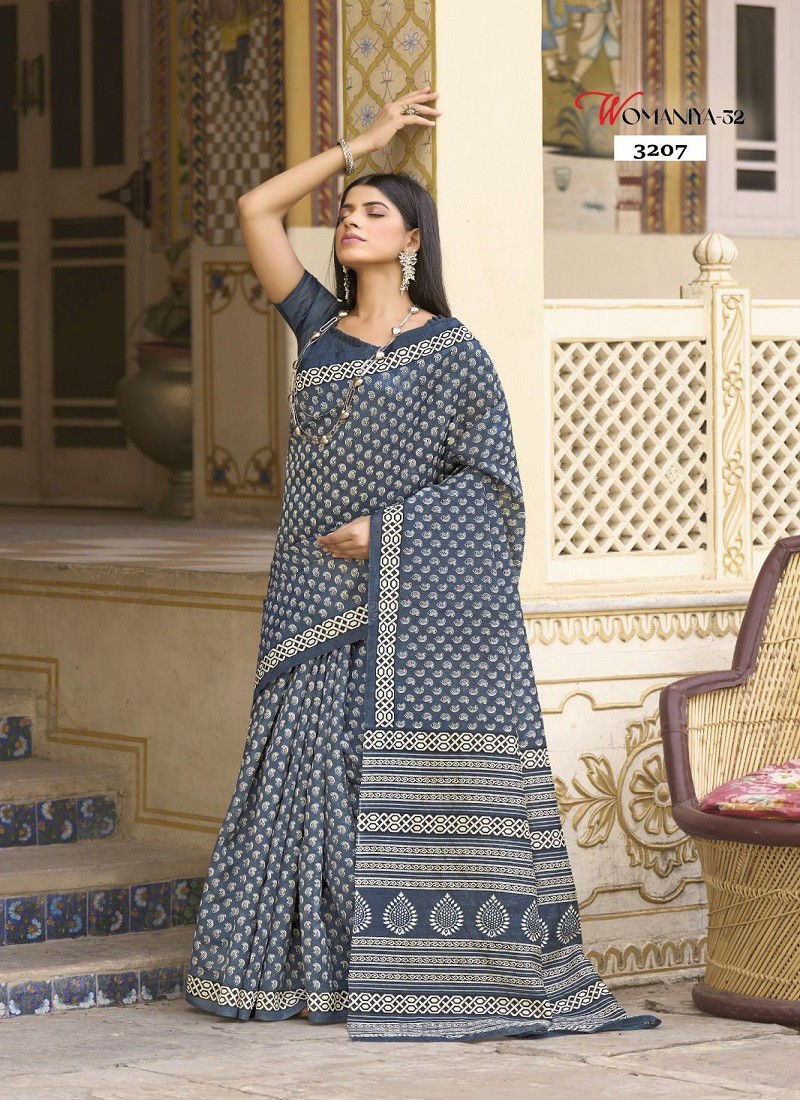 Grey Colour Womaniya Vol 32 By Apple Daily Wear Printed Bhagalpuri Saree Suppliers In India 3207