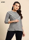 Grey Colour kali By Mahotsav Embroidered Rayon Wester Top Wholesale Shop In Surat 47491