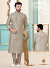 Grey Dupion Silk Readymade Mens Kurta Payjama 1835