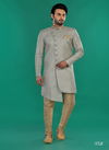 Grey Gold Colour 1646 2 Function Wear Mens Indo Western Surat Wholesale Market 3521