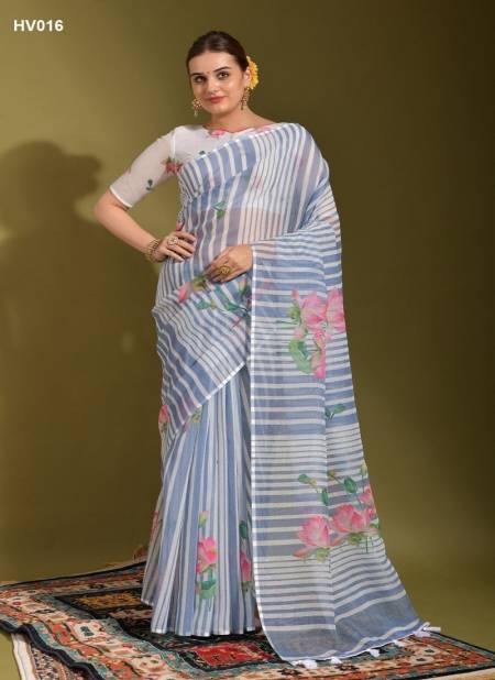 Grey Multi Colour Linen Jumka Vol 2 By Fashion Berry Printed Sarees Exporters In India HV016