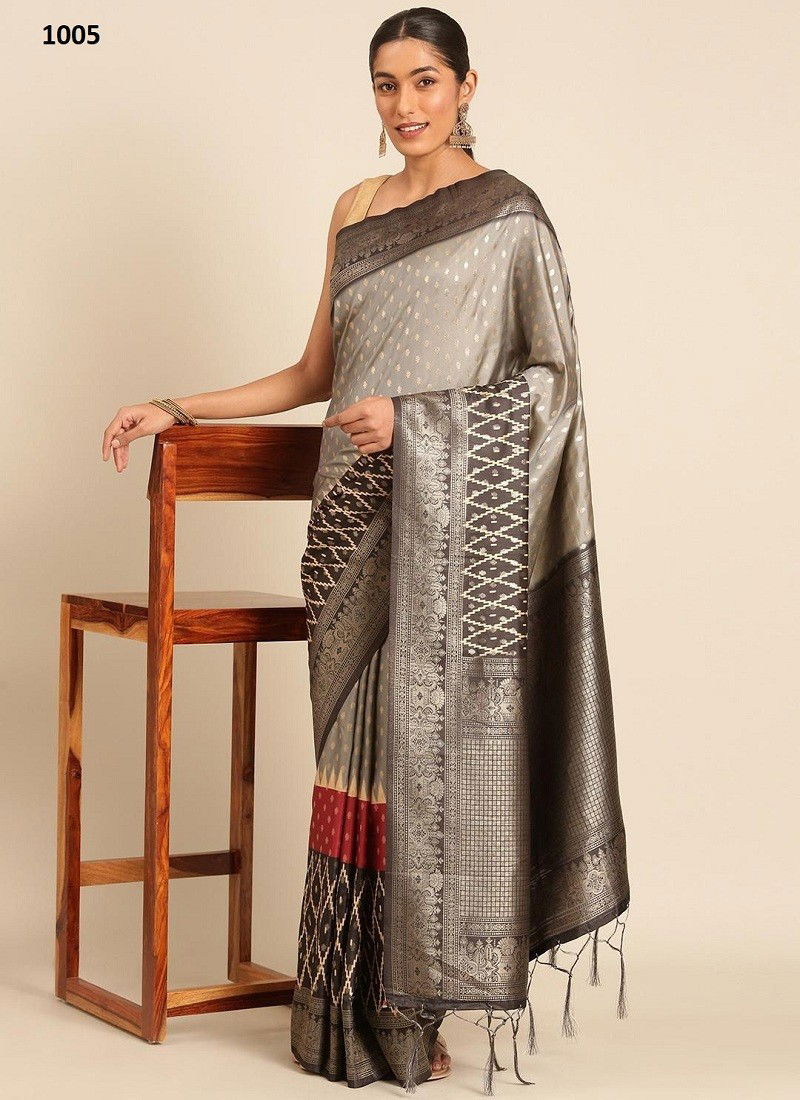 Grey Multi Colour Pavitra Manthan Silk By Bunawat Saree Suppliers In India 1005