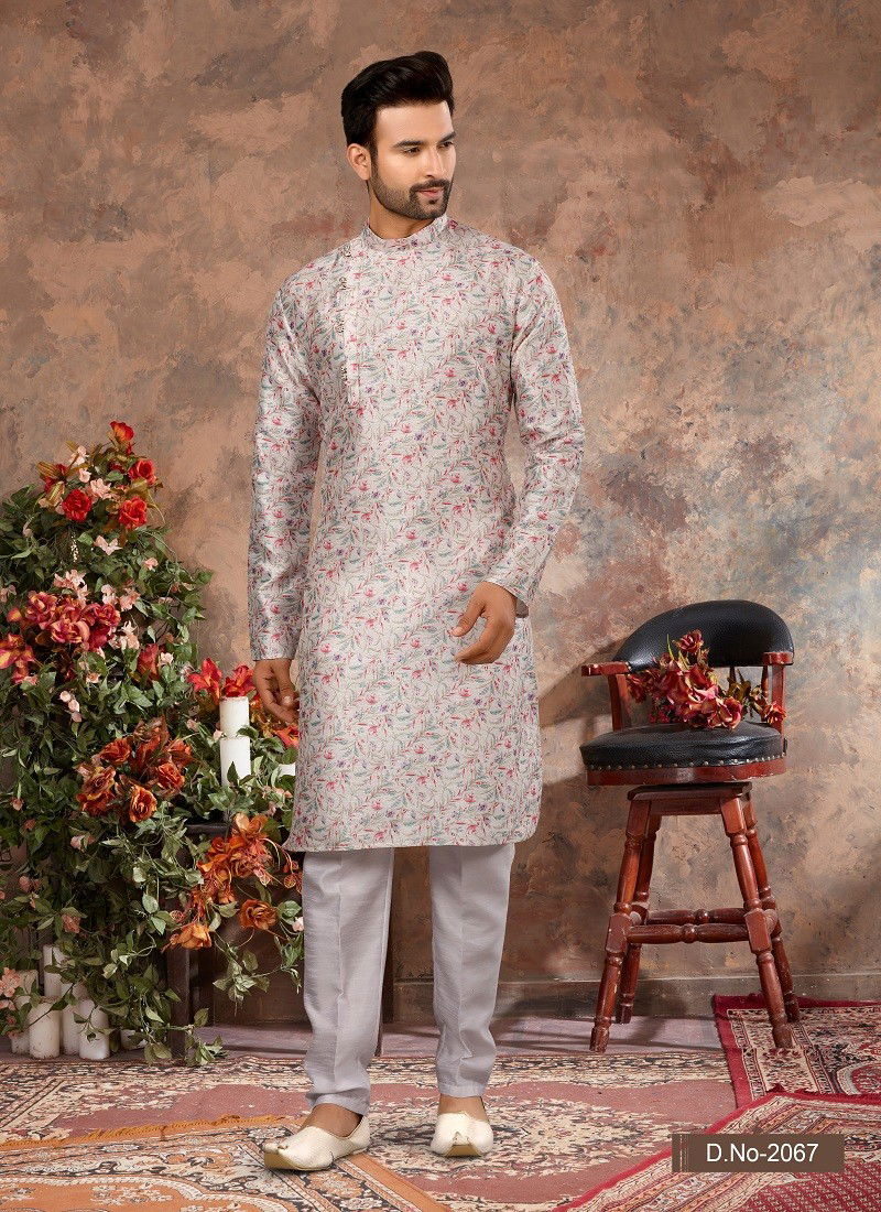 Grey Multi Colour Vol 10 Wedding Wear Mens Kurta Pajama Orders In India 2067