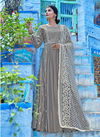 Grey Muslin Party Wear Embroidery Work Readymade Anarkali Suit