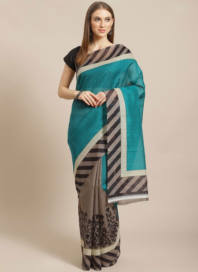 Grey Pinted Bhagalpuri Saree 45