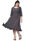 Grey Raisin American Crepe Party Wear Western Midi Dress Catalog OLRF0026