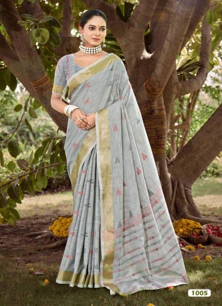 Grey Surmaai By Bunawat Cotton Daily Wear Wholesale Sarees Manufacturers 1005