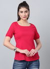 Hot Pink Colour Raisin Women's Casual Polyester Regular Top Western Catalog OLTOP0009