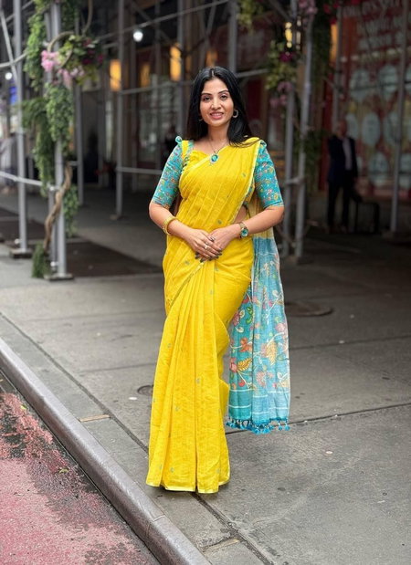 MG 560 Plain Linen Printed Digital Sarees Wholesale Market In Surat