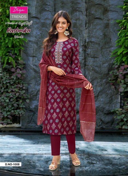 Rashmika Vol 1 By Diya Trends Vertican Kurti With Bottom Dupatta Wholesale Price In Surat