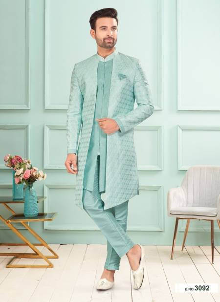 Ice Blue Colour GS Fashion Function Wear Mens Designer Indo Western Exporters In India 3092