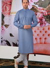 Ice Blue Fancy Cotton Festival Wear Designer Pintex Kurta Pajama 166832