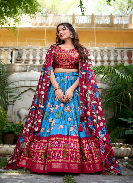 Ishanya By Aawiya Tussar Silk Printed Designer Lehenga Choli Exporters In India Catalog