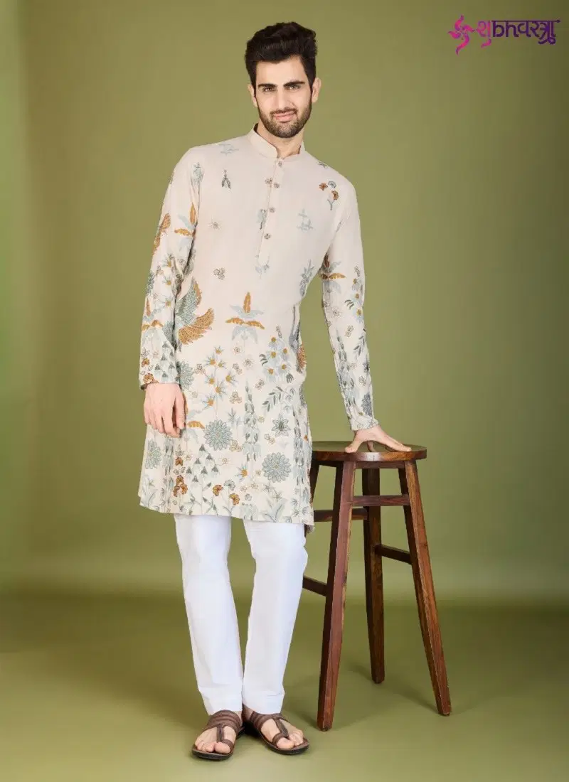 Ivery Colour Heritage Style By Shubhvastra Viscose Rayon Wedding Wear Mens Kurta Orders In India 61124