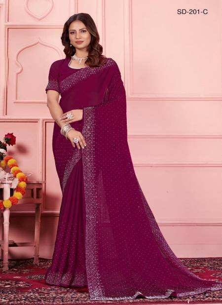 Jam Colour SD 201 A To H By Suma Designer Rangoli Occasion Wear Saree Exporters In India SD-201C