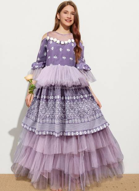 Janvi Designer Gown Wholesale Girls Wear Catalog Lavender 2