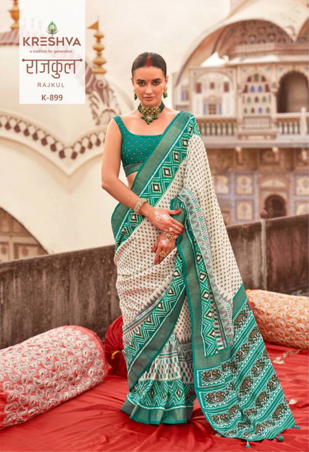Rajkul By Kreshva Pv Silk Fancy Printed Saree Exporters In India