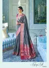 Grey RajTex Katriya Silk Pure Silk Designer Weaving Work Royal Look Saree 13003