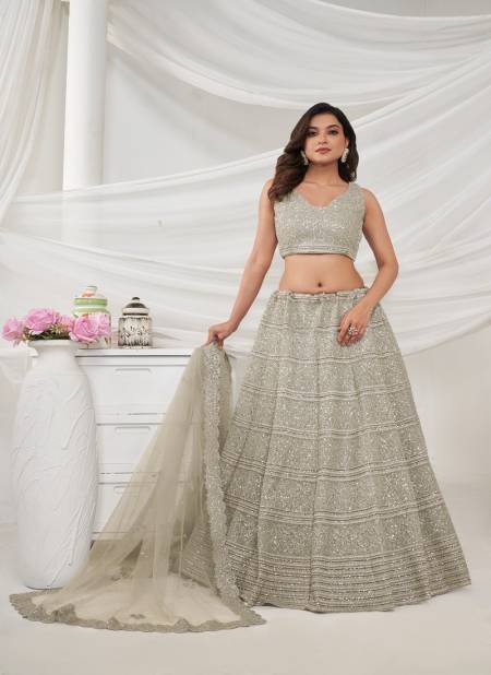 Kesar Fab Function Wear Soft Net Lehenga Choli Exporters In India KF 418 Grey