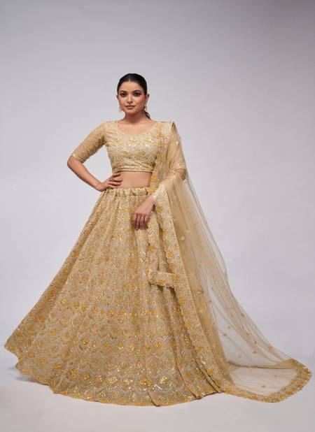 Kesar Fab Function Wear Soft Net Lehenga Choli Exporters In India KF 422 Golden