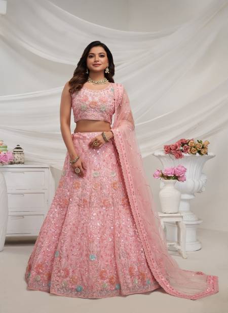 Kesar Fab Function Wear Soft Net Lehenga Choli Exporters In India KF 425 Pink