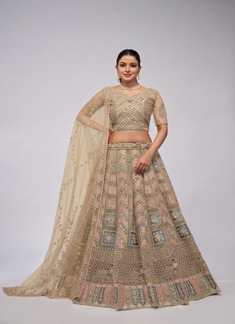 Kesar Fab Function Wear Soft Net Lehenga Choli Wholesale Shop In Surat KF 458 Sea Green