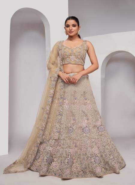 Kesar Fab Function Wear Soft Net Lehenga Choli Wholesale Shop In Surat KF 462 Cream