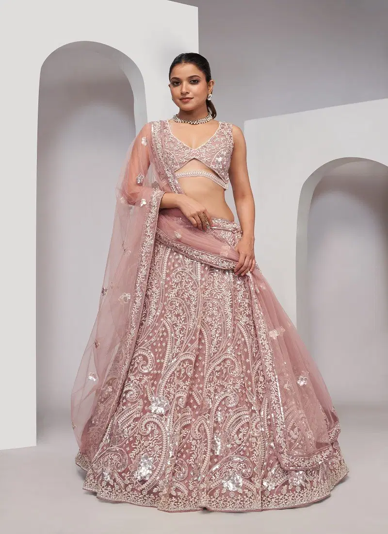 Kesar Fab Function Wear Soft Net Lehenga Choli Wholesale Shop In Surat KF 468 Muave