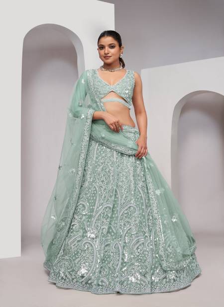 Kesar Fab Function Wear Soft Net Lehenga Choli Wholesale Shop In Surat KF 468 Sea Green