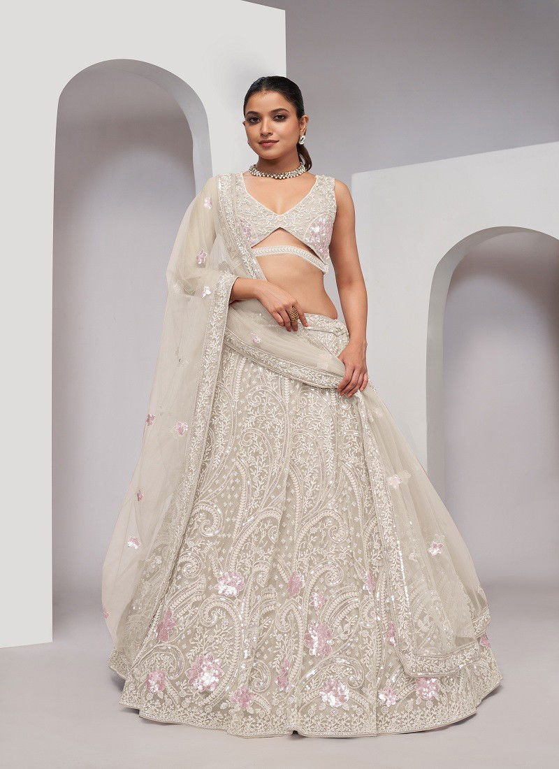 Kesar Fab Function Wear Soft Net Lehenga Choli Wholesale Shop In Surat KF 468 White