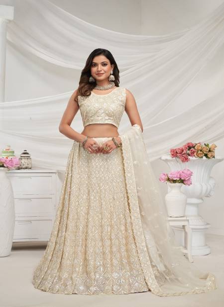 Kesar Fab Occasion Wear Soft Net Lehenga Choli Wholesale Online KF 428 Off White