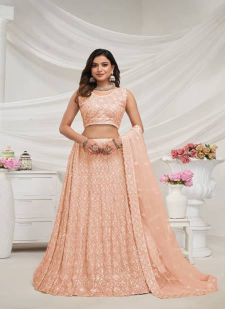 Kesar Fab Occasion Wear Soft Net Lehenga Choli Wholesale Online KF 428 Peach