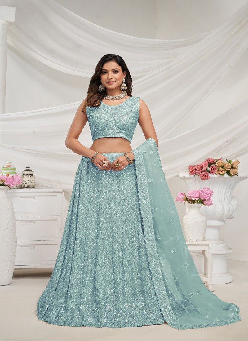 Kesar Fab Occasion Wear Soft Net Lehenga Choli Wholesale Online KF 428 Sky Blue