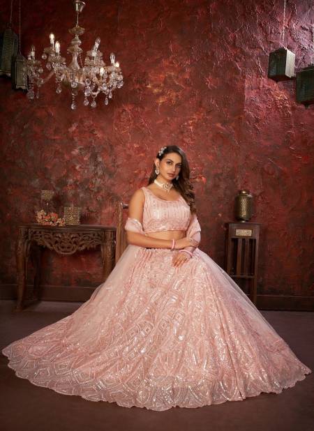 Kesar Fab Occasion Wear Soft Net Lehenga Choli Wholesale Online KF 433 Peach