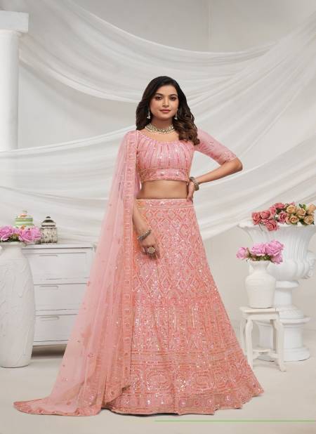 Kesar Fab Party Wear Soft Net Lehenga Choli Orders In India KF 435 Peach