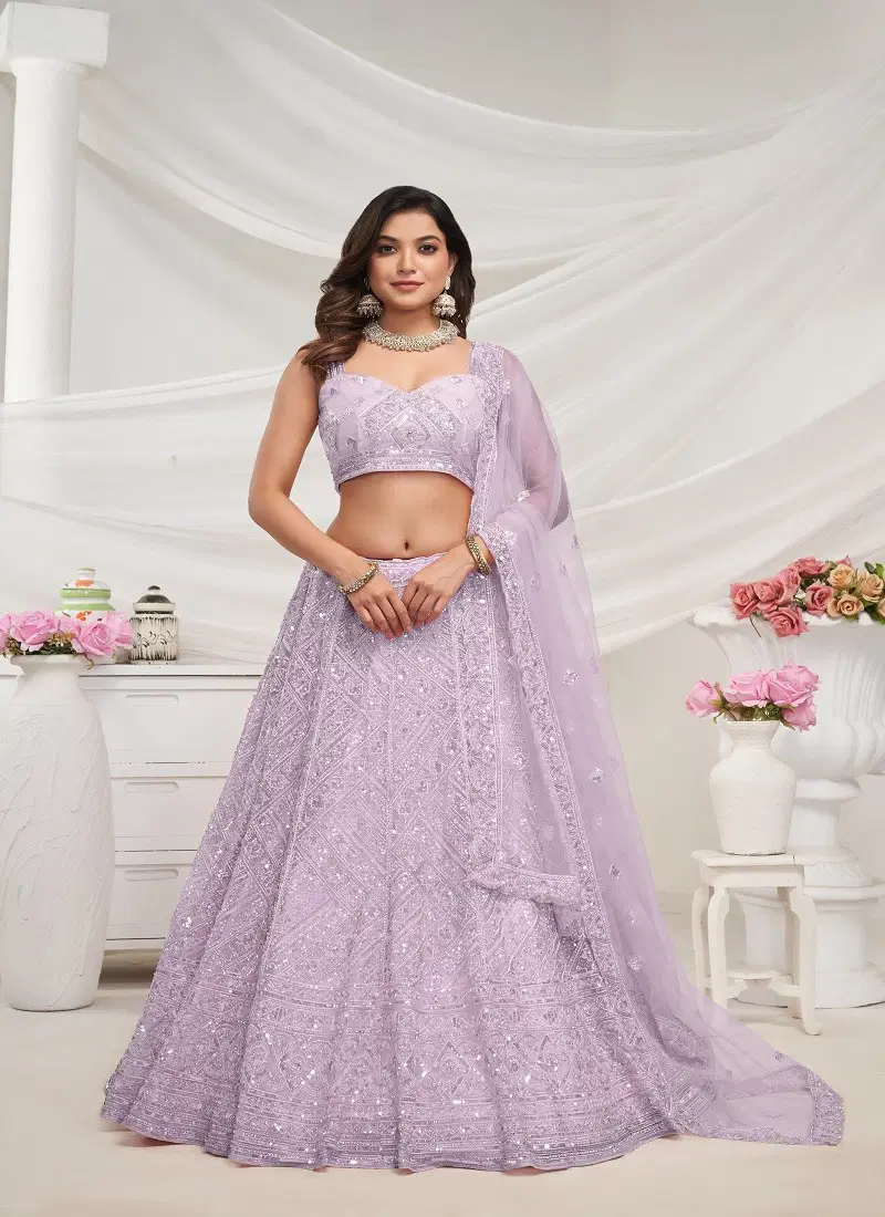 Kesar Fab Party Wear Soft Net Lehenga Choli Orders In India KF 438 Lavender