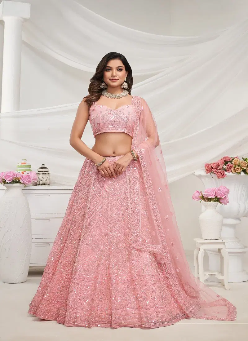 Kesar Fab Party Wear Soft Net Lehenga Choli Orders In India KF 438 Peach