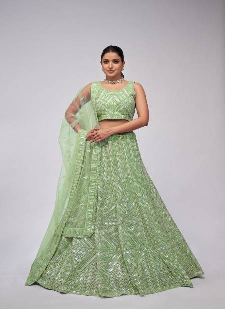 Kesar Fab Party Wear Soft Net Lehenga Choli Orders In India KF 444 Green