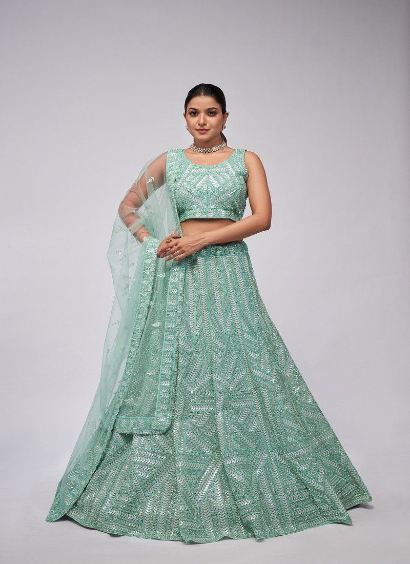 Kesar Fab Party Wear Soft Net Lehenga Choli Orders In India KF 444 Sky Blue