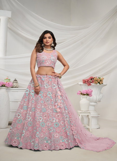 Kesar Fab Party Wear Soft Net Lehenga Choli Suppliers In India KF 410 Lavender