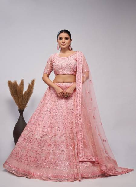 Kesar Fab Party Wear Soft Net Lehenga Choli Suppliers In India KF 410 Pink