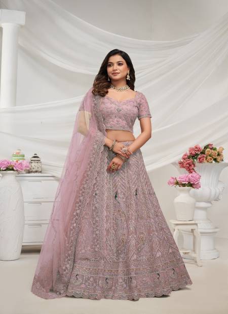 Kesar Fab Party Wear Soft Net Lehenga Choli Suppliers In India KF 413 Pink