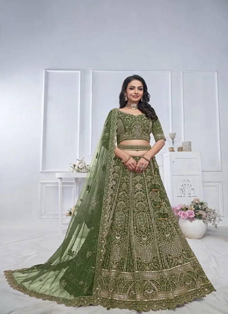 Kesar Fab Soft Net Function Wear Designer Lehenga Choli Orders In India KF 20 Green