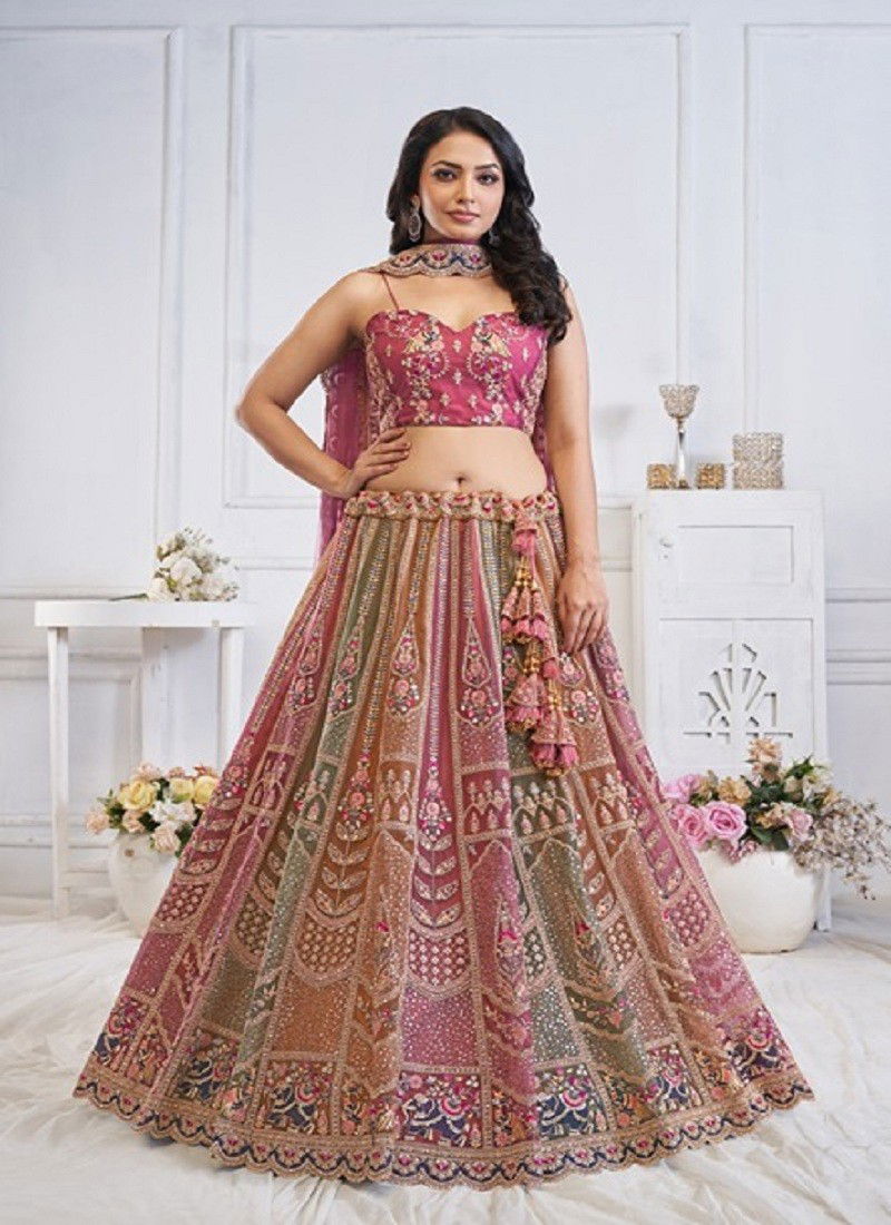 Kesar Fab Soft Net Function Wear Designer Lehenga Choli Orders In India KF 42 Multi Pink