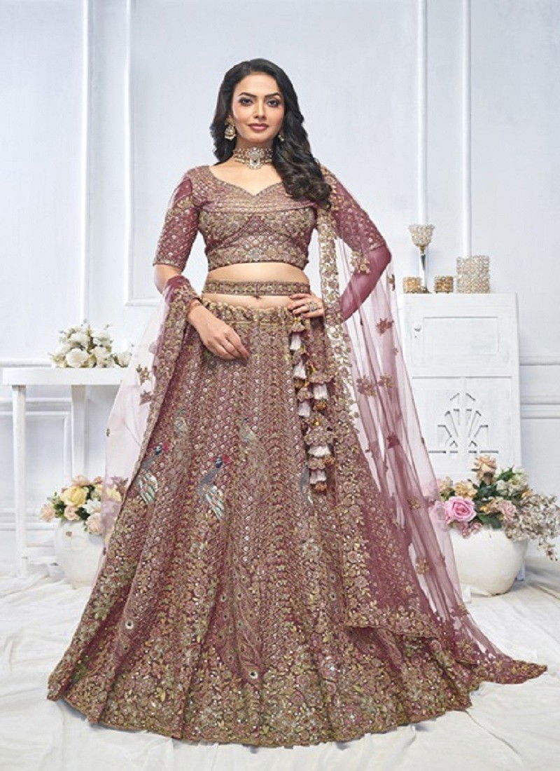 Kesar Fab Soft Net Party Wear Designer Lehenga Choli Online Wholesale KF 01 Dark Purple